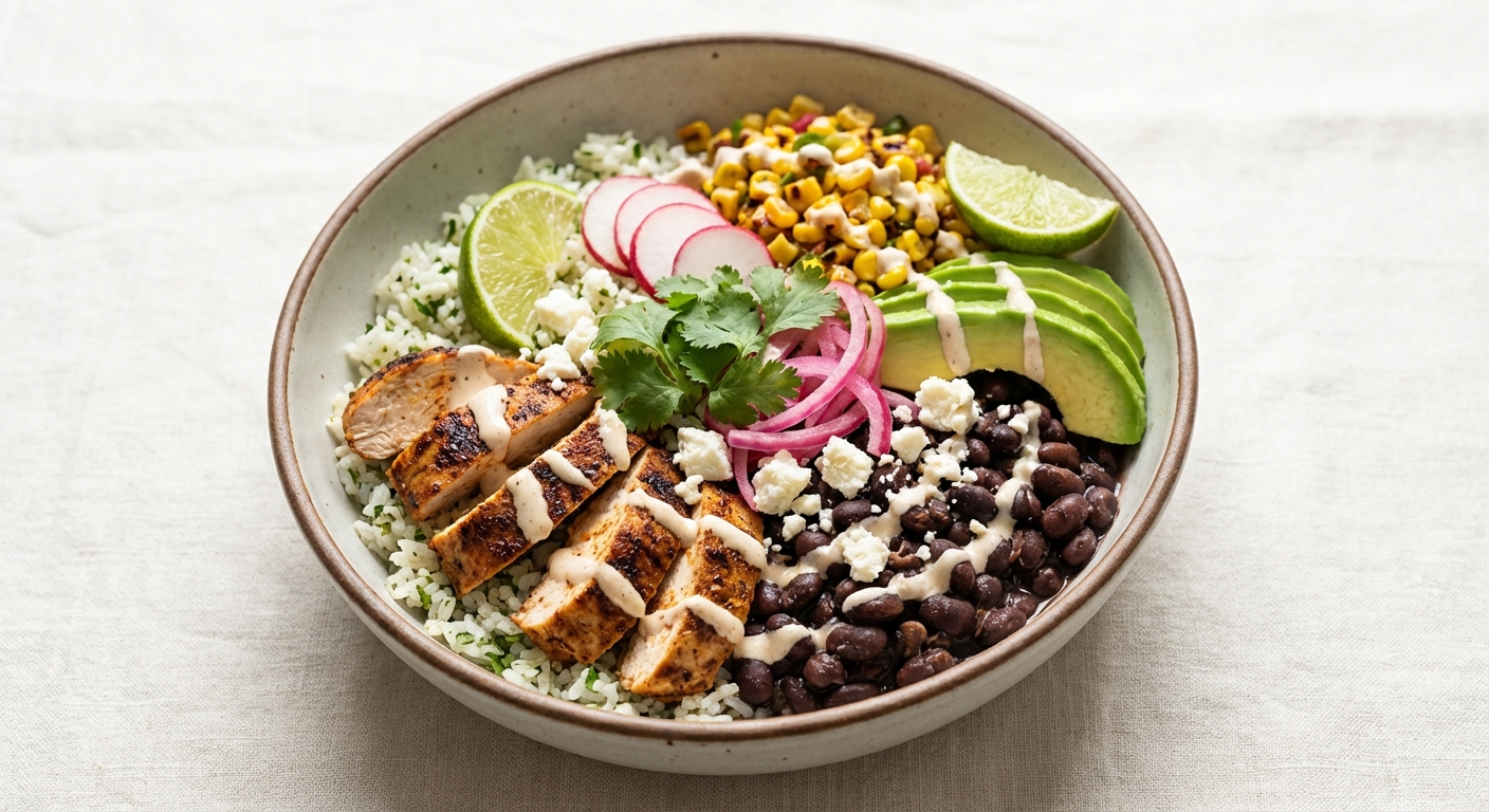 Mexican Chicken & Black Bean Bowl with Cilantro-Lime Rice