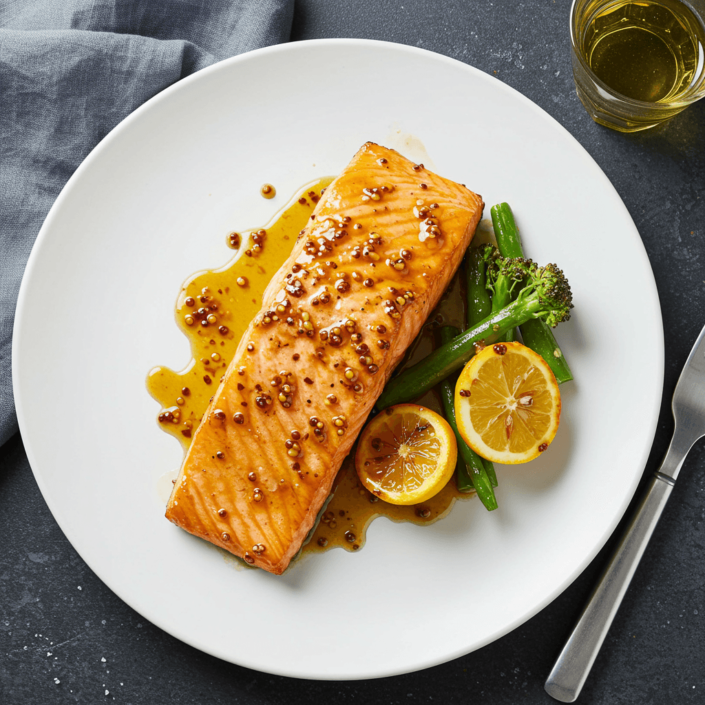 Roasted Salmon Glazed with Brown Sugar and Mustard