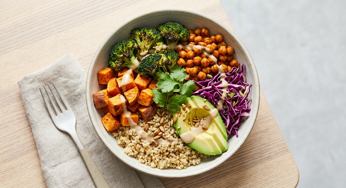Quinoa Buddha Bowl with Roasted Veg & Chickpeas