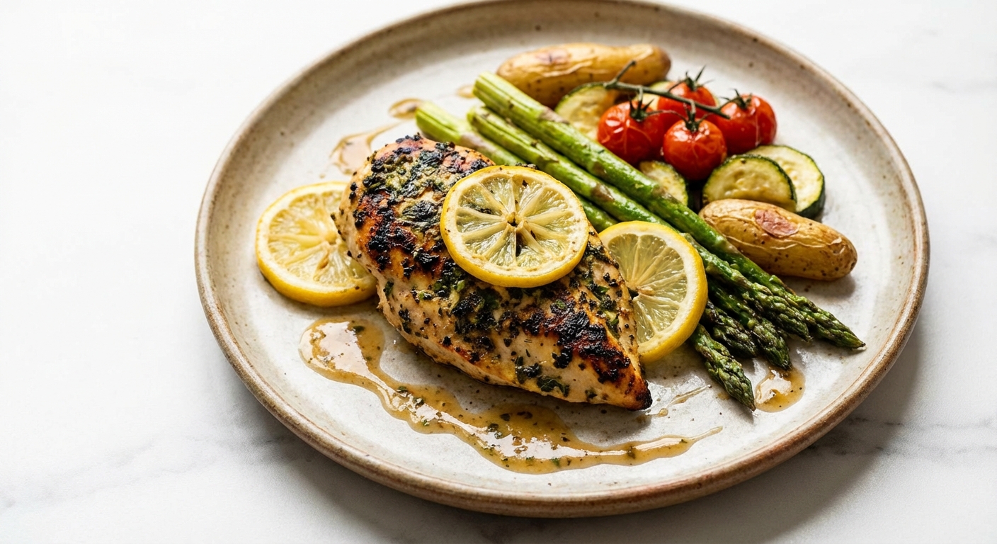 Grilled Lemon Herb Chicken with Veggies