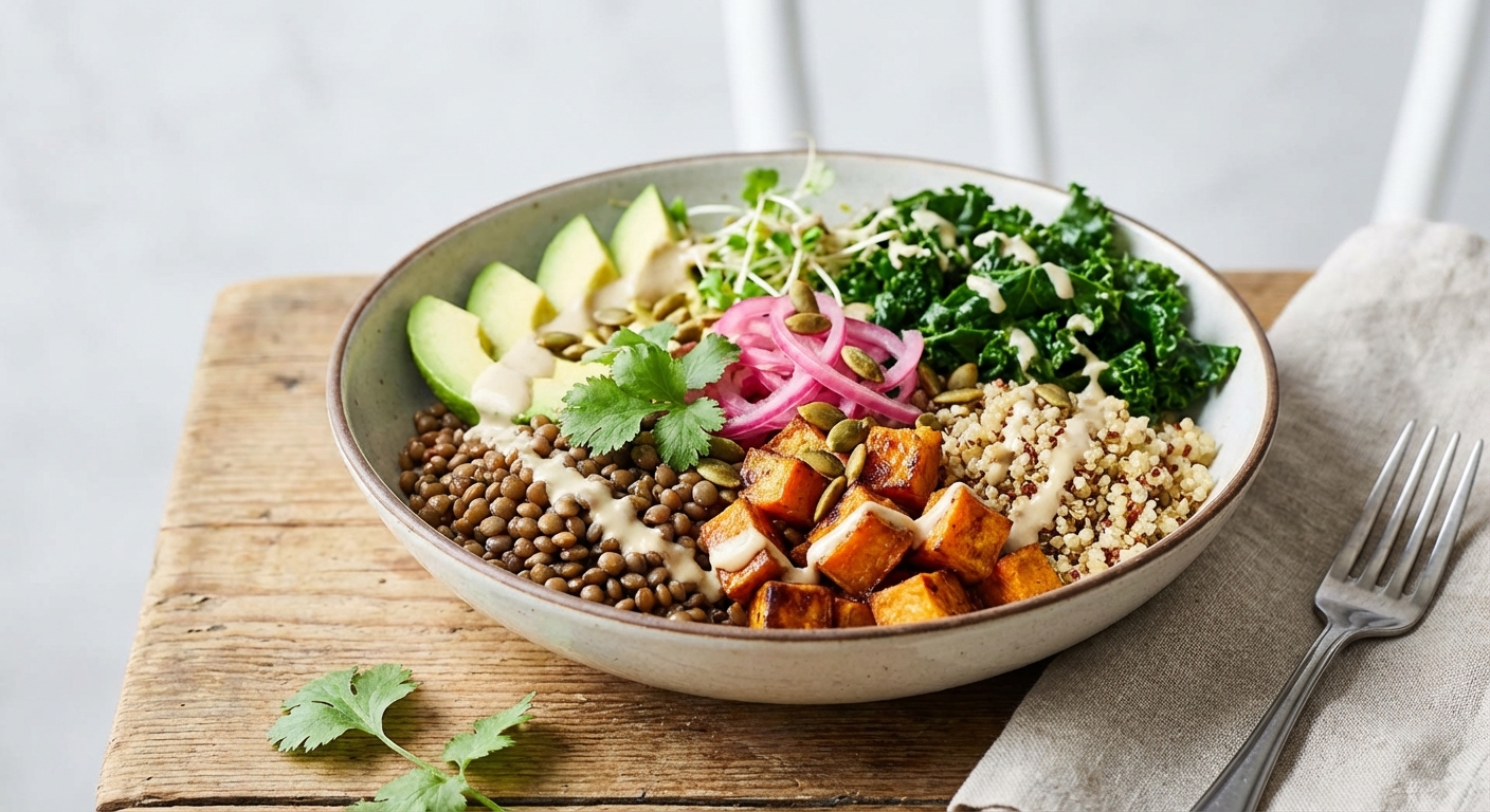 Lentil & Roasted Sweet Potato Buddha Bowl