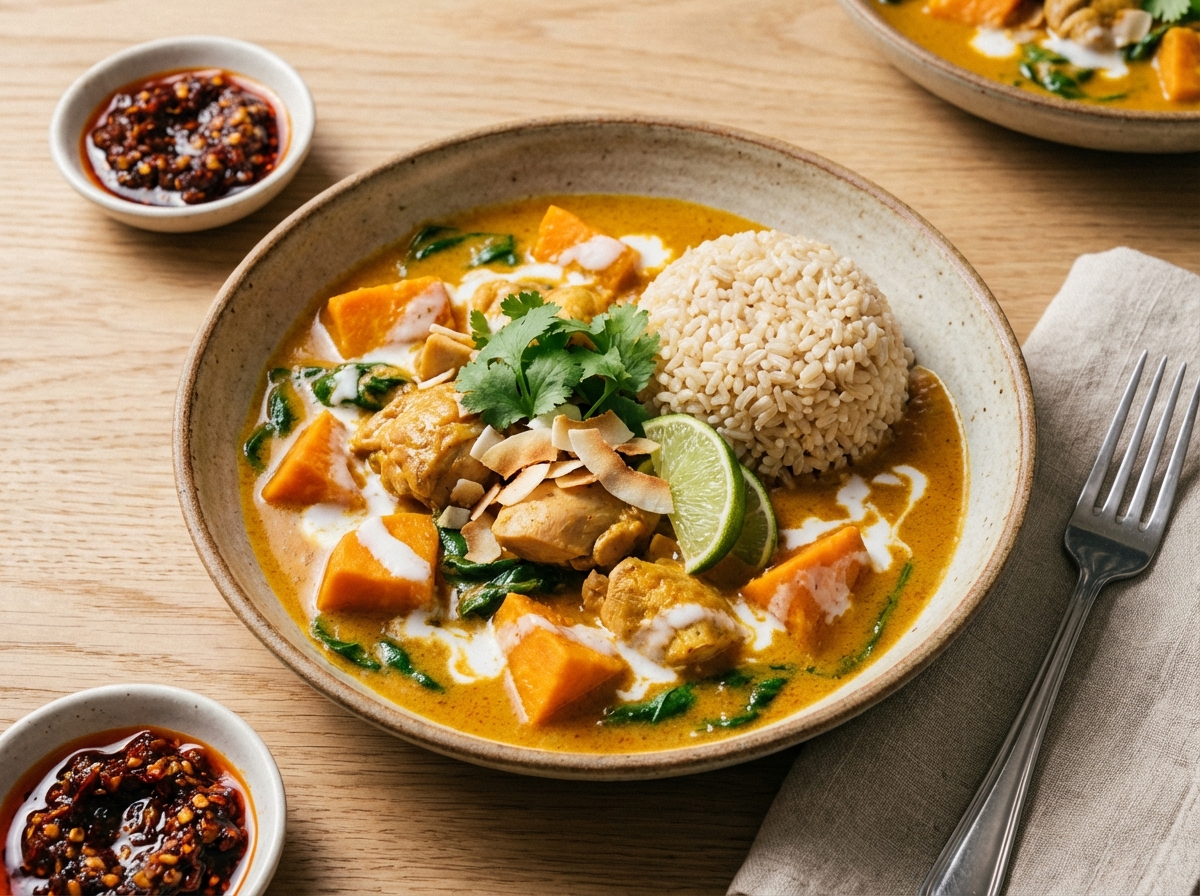 Chicken & Sweet Potato Coconut Curry with Brown Rice