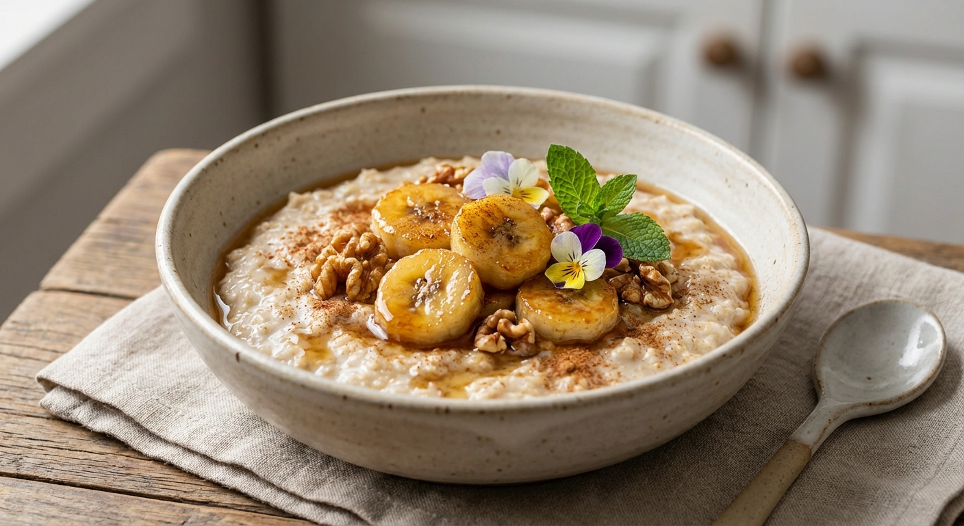 Oatmeal with Bananas and Walnuts