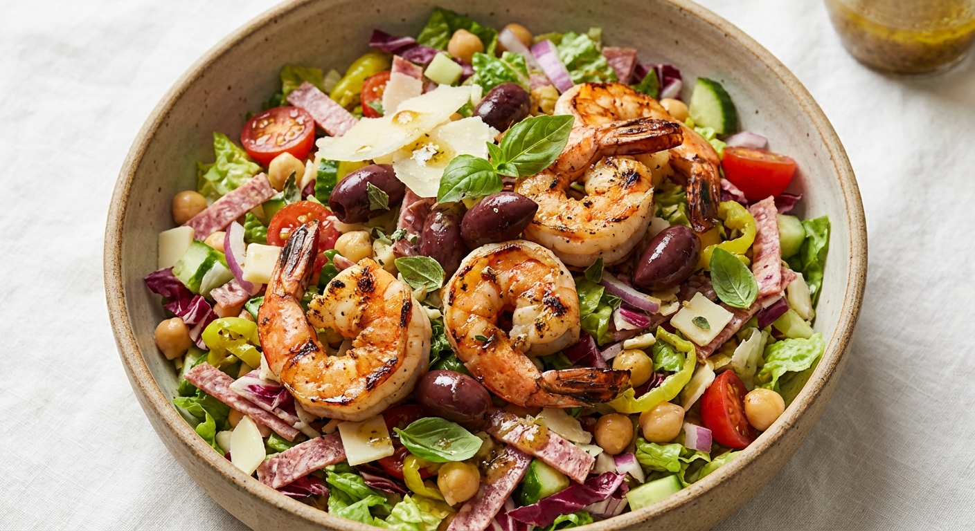 Italian Chopped Salad with Grilled Shrimp & Kalamata Olives