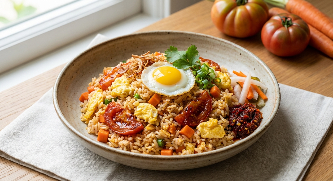 Tomato and Carrot Fried Rice with Egg