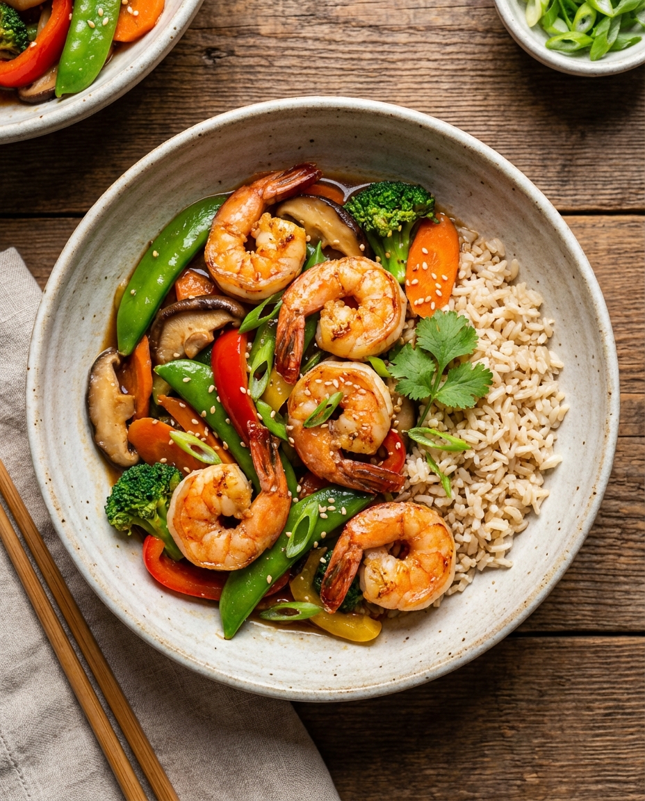 Shrimp & Vegetable Stir-Fry with Brown Rice