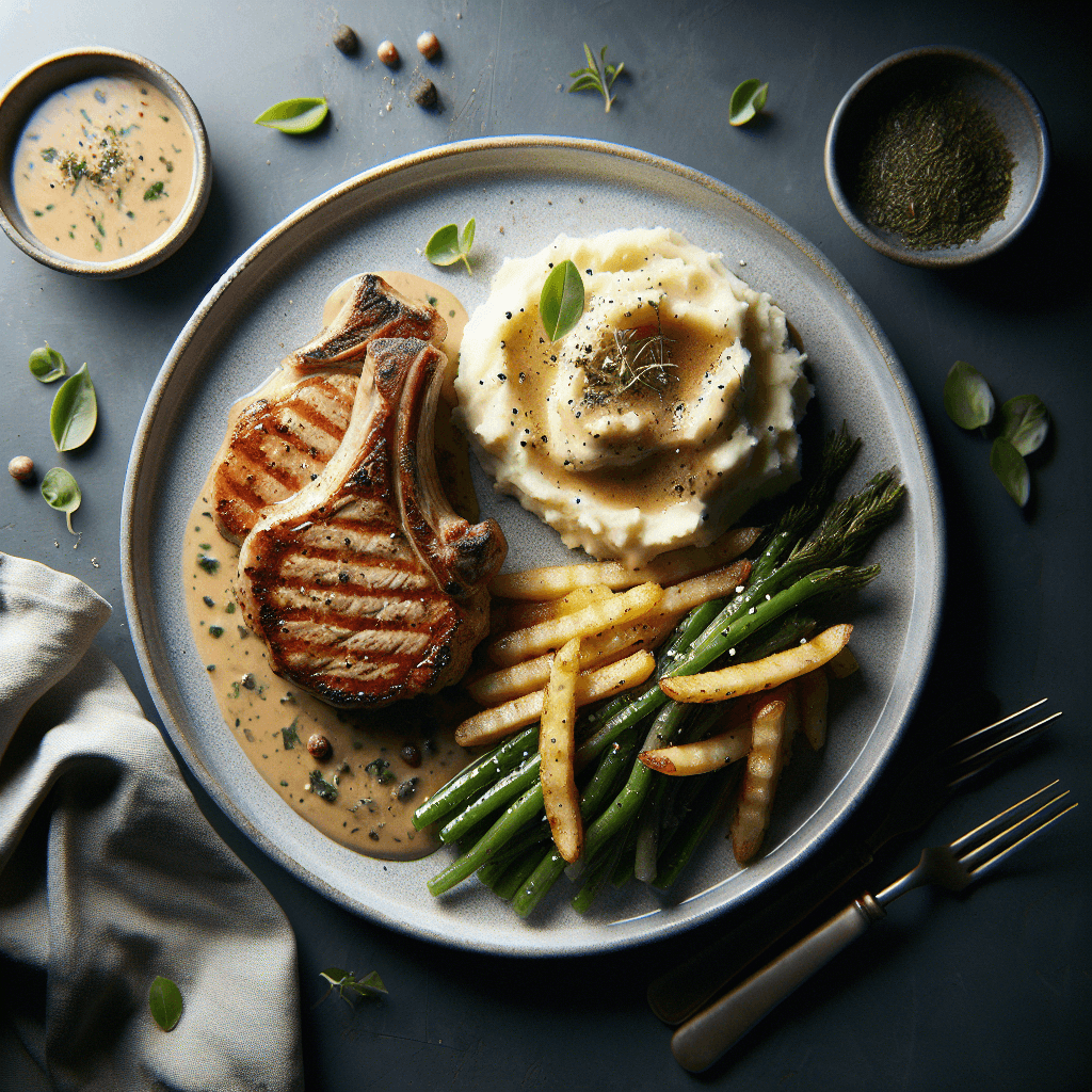 Pan-Seared Pork Chops with Creamy Mashed Potatoes and Herb Gravy - Delicious Homemade Recipe