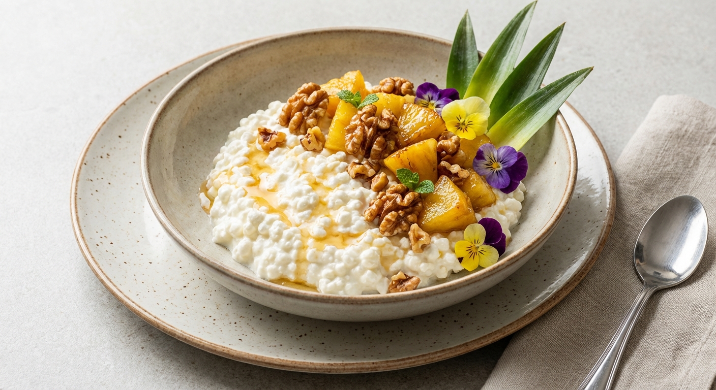Cottage Cheese with Pineapple & Walnuts