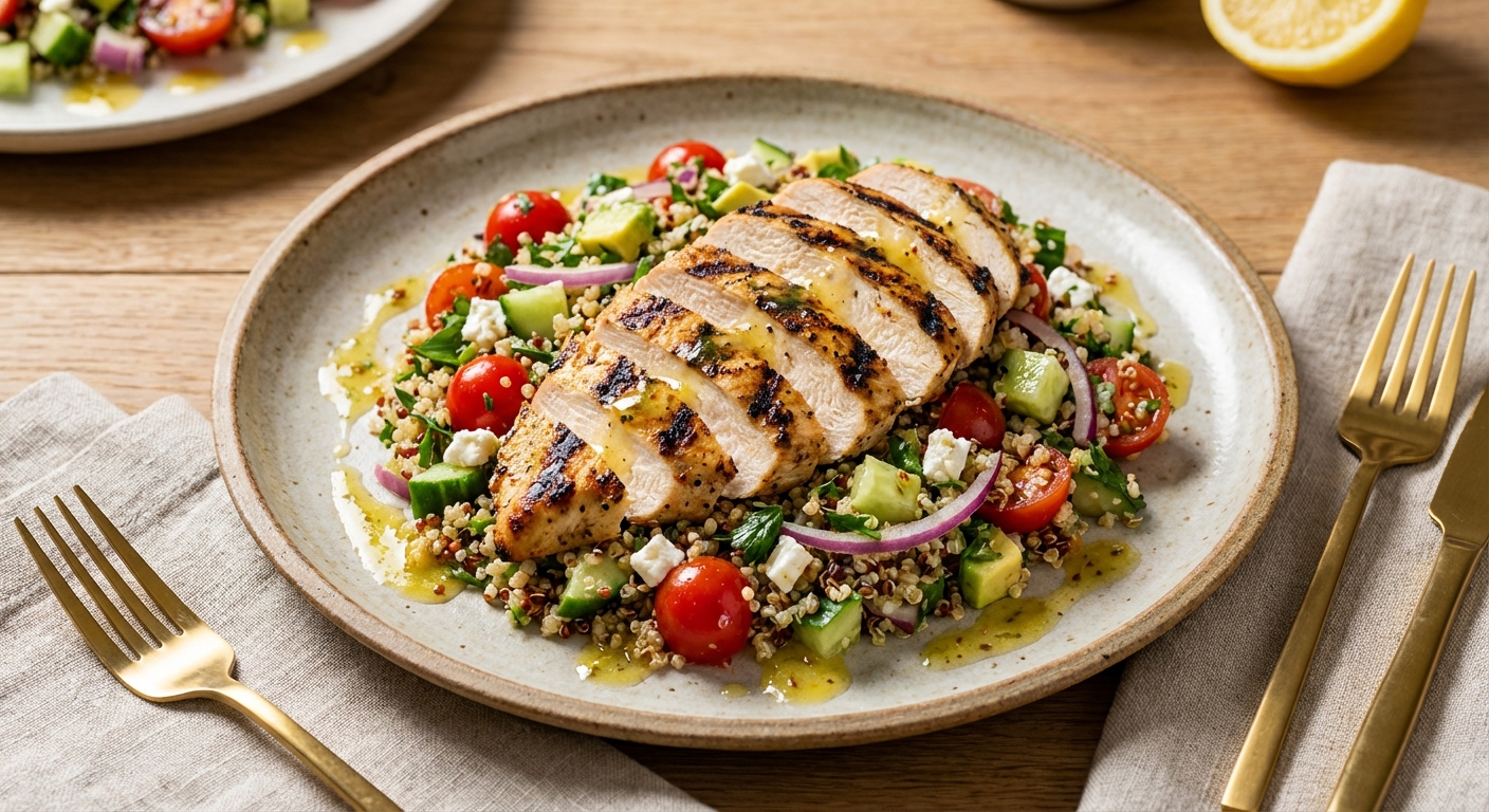 Grilled Chicken & Quinoa Salad with Lemon Vinaigrette
