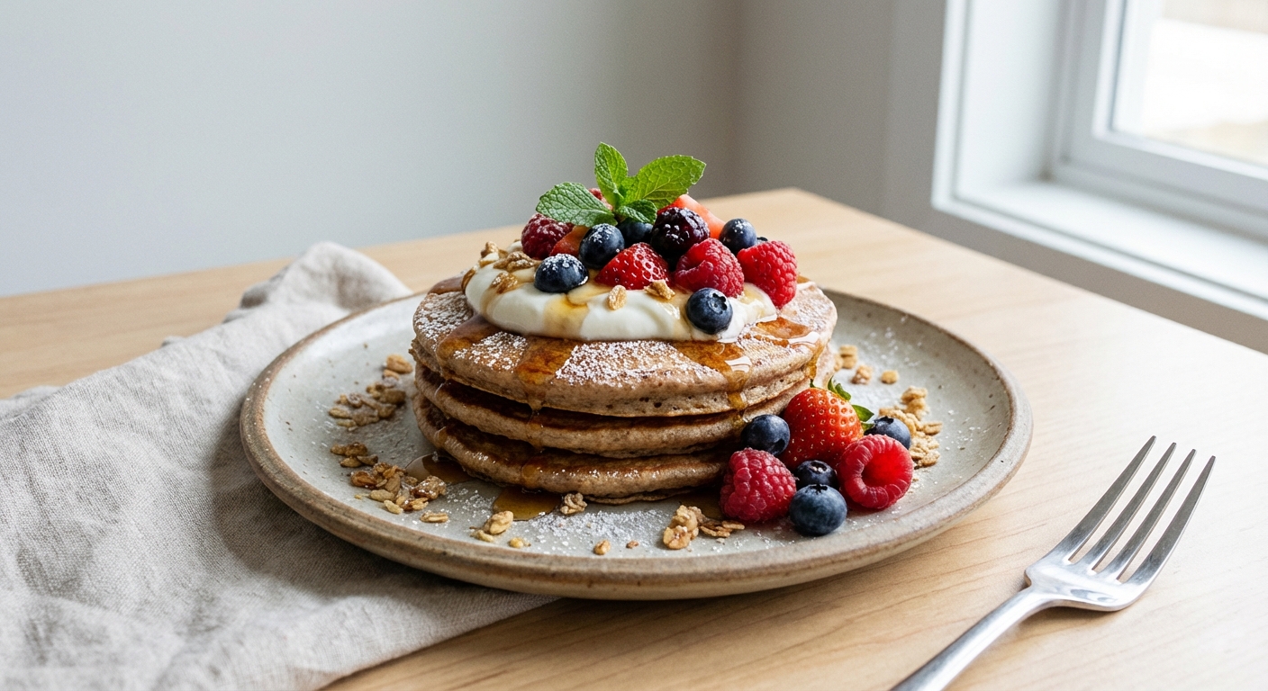 Whole-Grain Pancakes with Berries & Yogurt