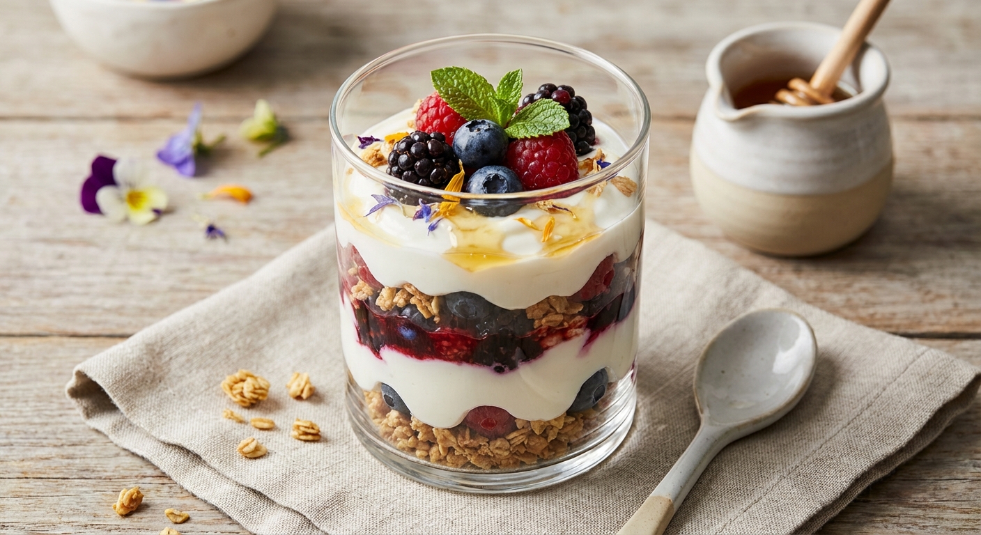 Greek Yogurt Berry Parfait with Honey & Granola