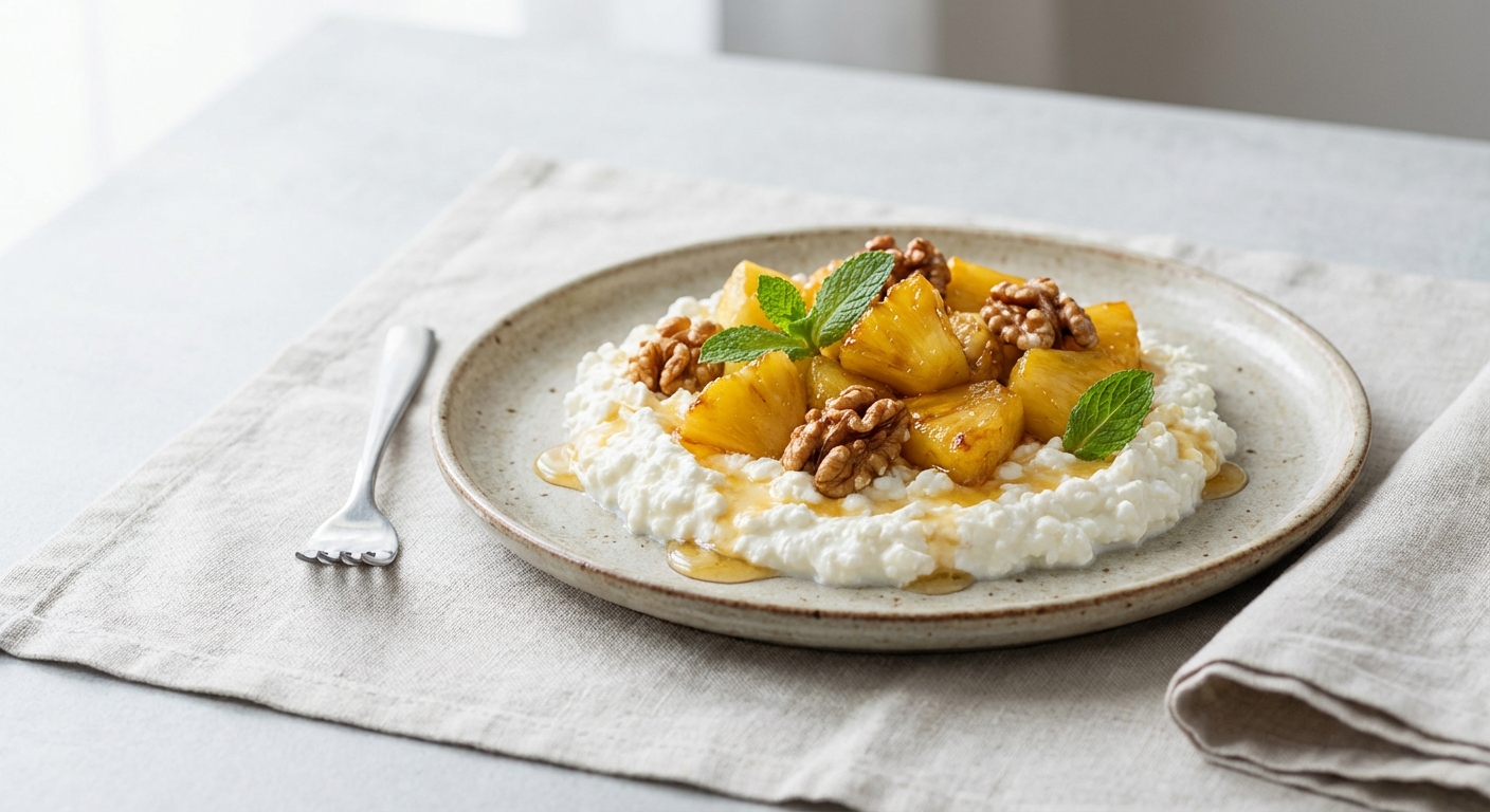 Cottage Cheese with Pineapple & Walnuts