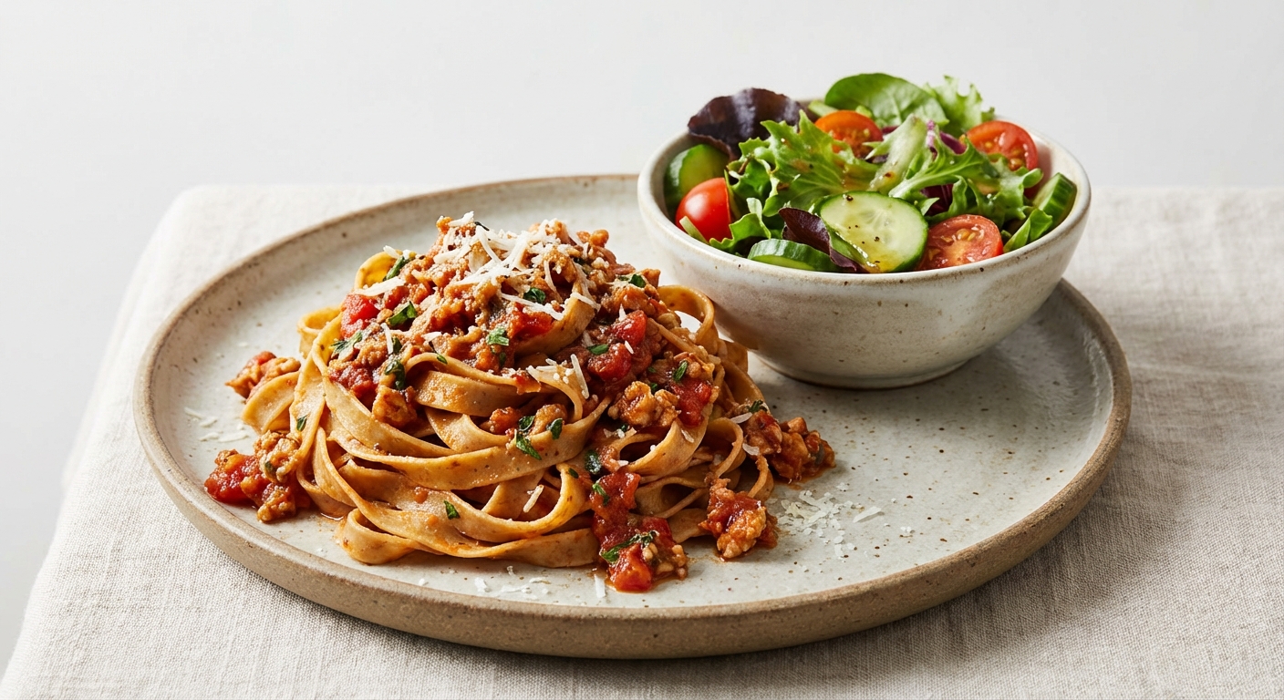 Whole-Wheat Pasta with Turkey Bolognese & Side Salad