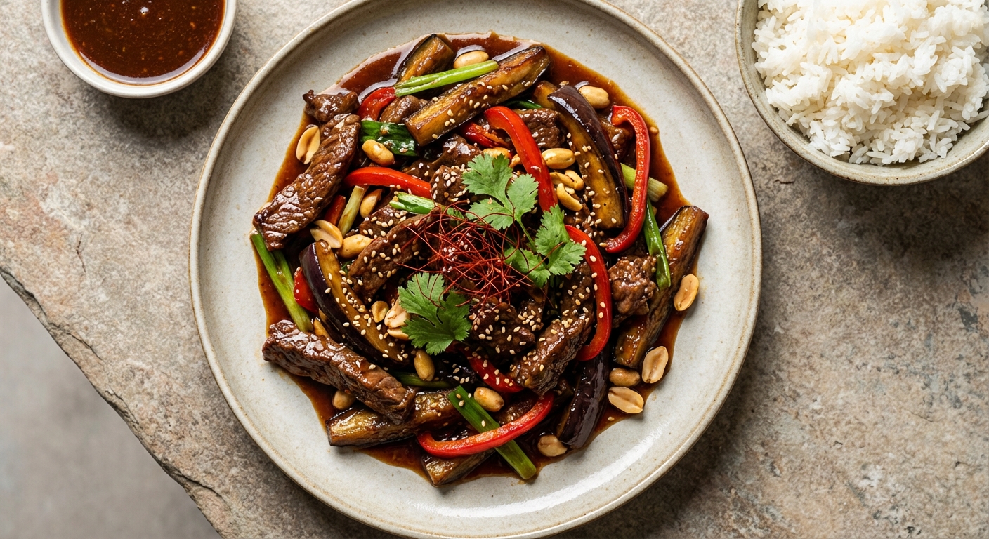 Eggplant and Beef Stir-Fry